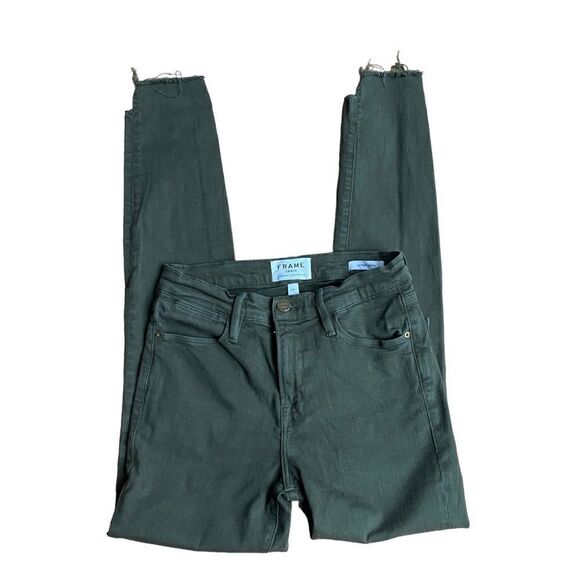 FRAME Denim Le High Skinny Jeans Army Green Size 26 - Picture 1 of 6
